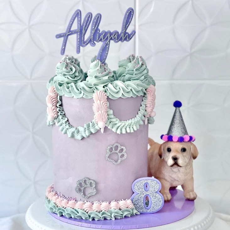 Double Layer Custom Acrylic Birthday Cake Fropper + Topper - Puppy
