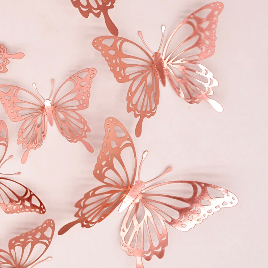 Card Stock Butterflies 12 Pack - Rose Gold