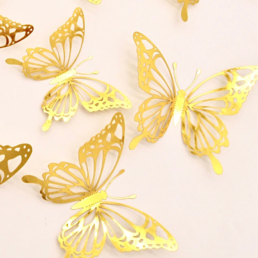 Card Stock Butterflies 12 Pack - Gold