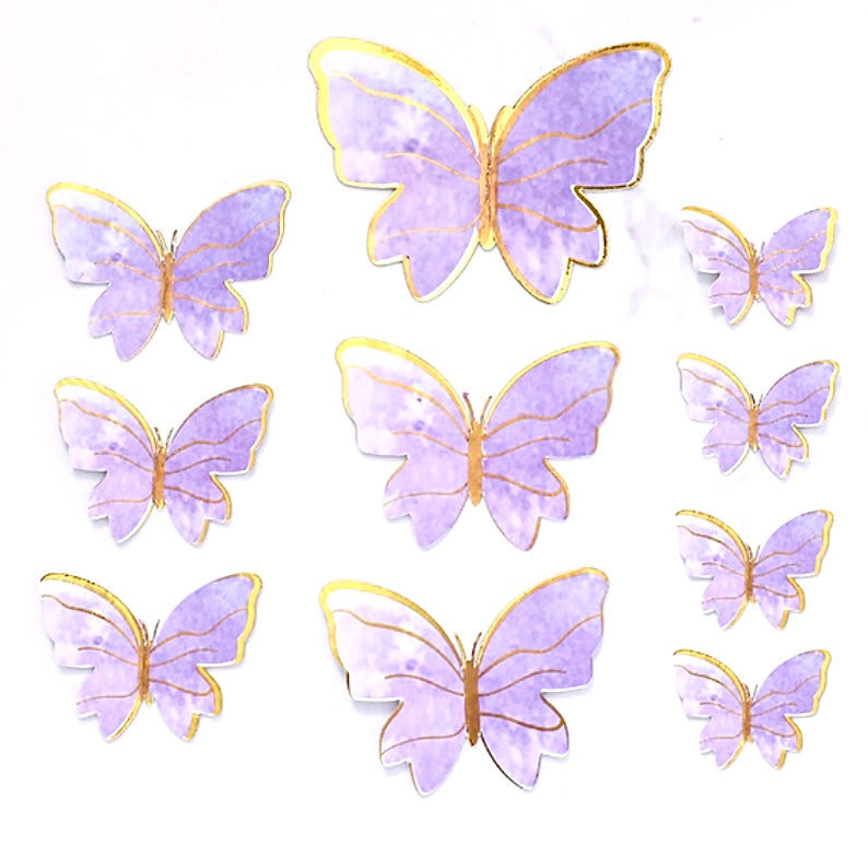 Card Stock Butterflies 10 Pack - Purple and Gold