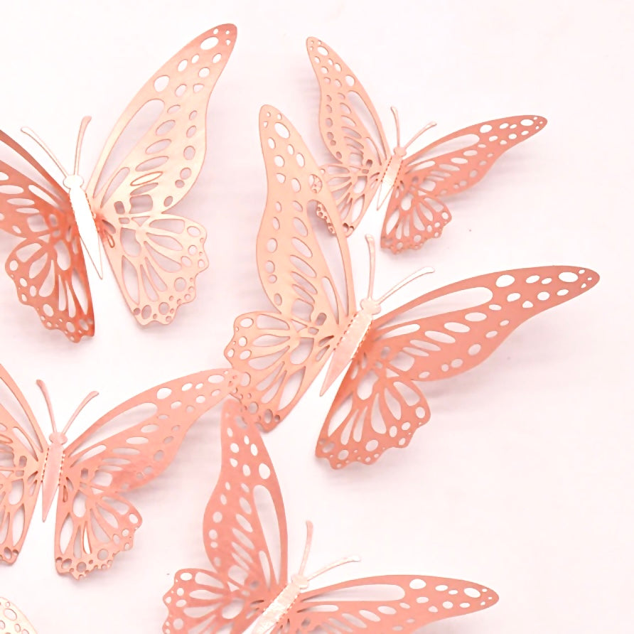 Card Stock Filigree Butterflies 12 Pack - Rose Gold