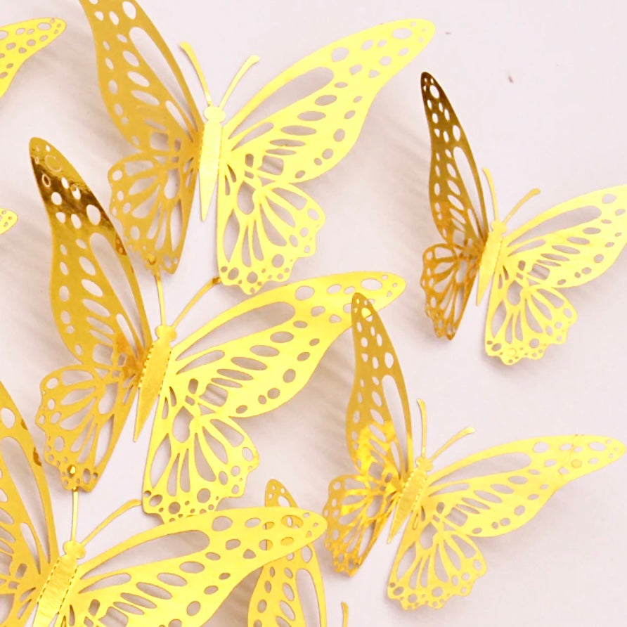 Card Stock Filigree Butterflies 12 Pack - Gold