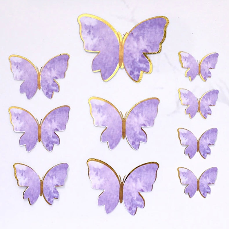 Card Stock Paper Butterflies 10 Pack - Purple gold