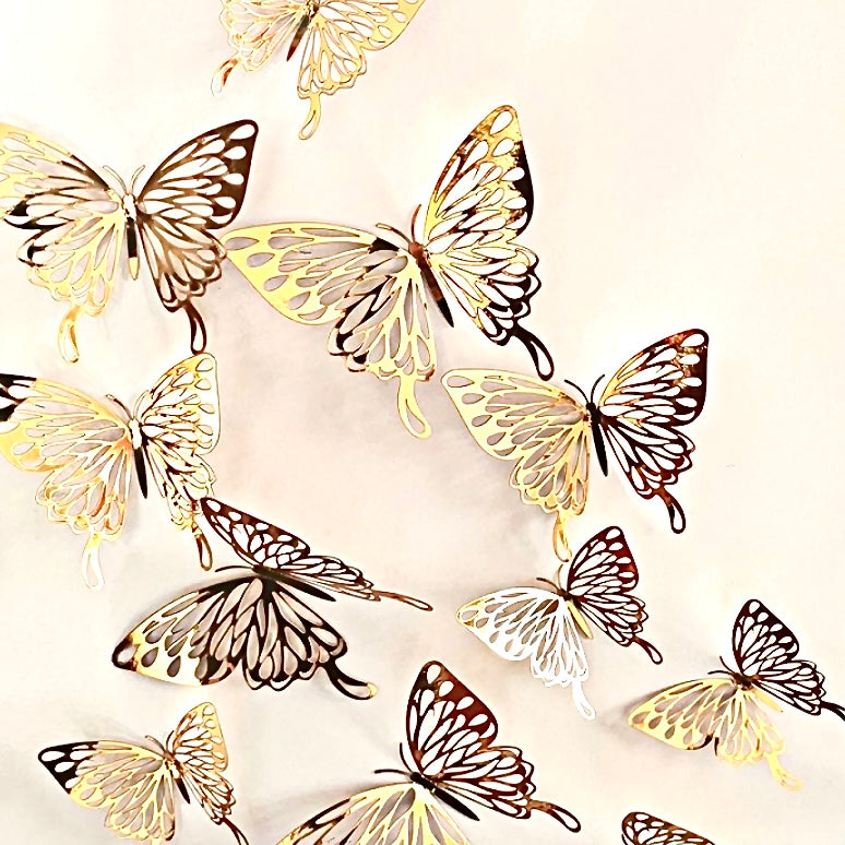 Card Stock Arched Butterflies 12 Pack - Gold