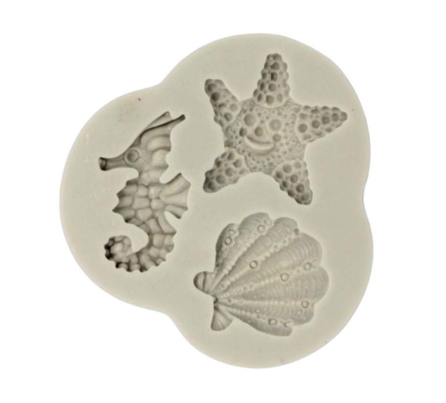 shell starfish seahorse silicone mould for cake decorating 