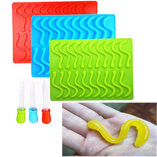 Gummy Jelly Jello Worm Silicone Mould Chocolate Ice