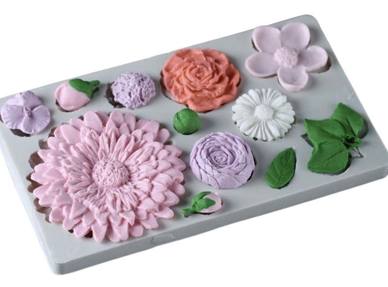 large assorted flowers silicone mould