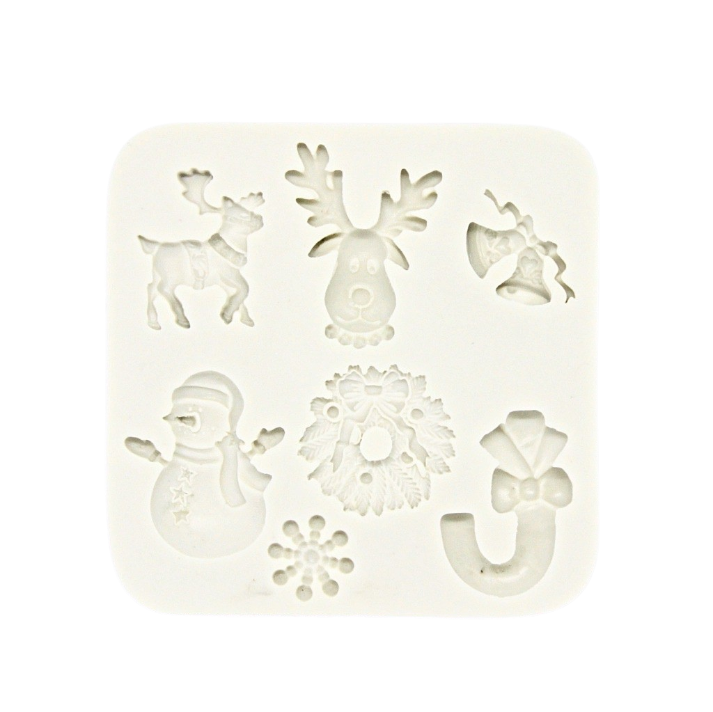 Silicone mould christmas square snowman Rudolph reindeer Christmas bells wreath