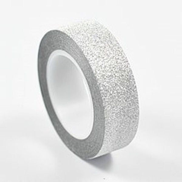 Silver-Washi-Glitter-Tape-15MM-X-5MTR-Roll-Scrapbooking-Graft-Sparkle-Decorate-272817176853