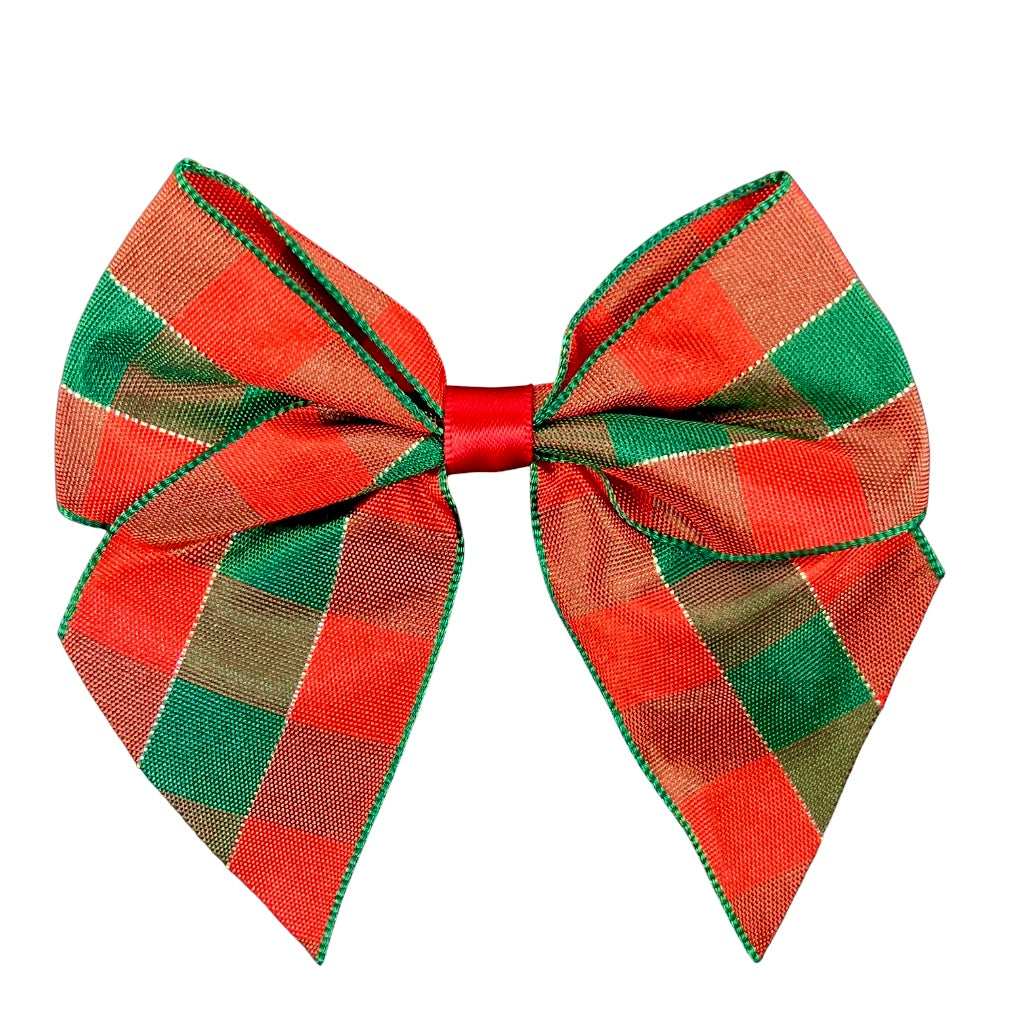Tartan Cakesicle Bows 10cm 6 Pack - Red/Green