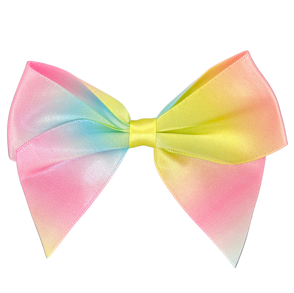 Satin Cakesicle Bows 10cm 6 Pack - Pastel Rainbow