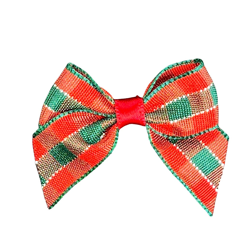 Tartan Cakesicle Bows 4cm 12 Pack - Red/Green