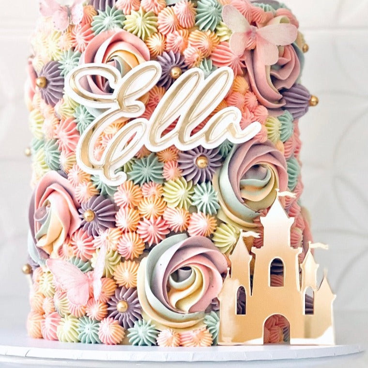 Layered Custom Name Acrylic Cake Fropper + Castle Cake Fropper