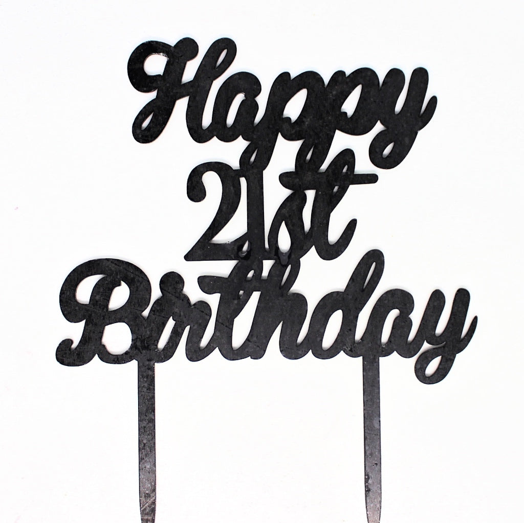 acrylic black Happy 21st birthday cake topper