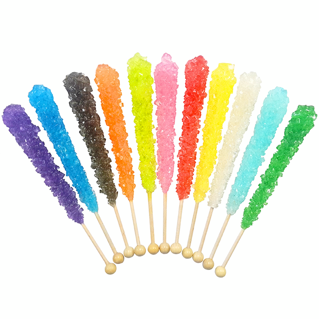 assorted rock sugar crystal candy sticks