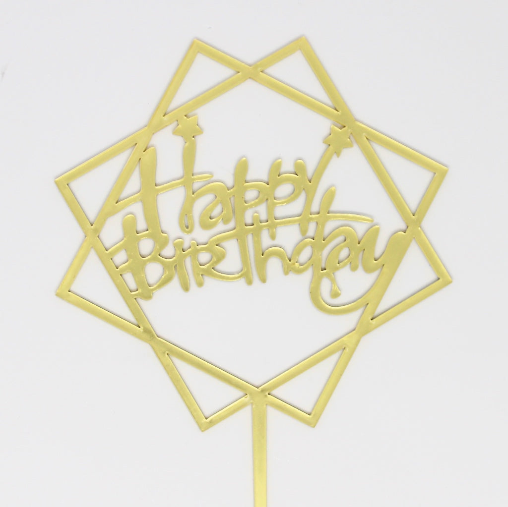 birthday cake topper gold square stars