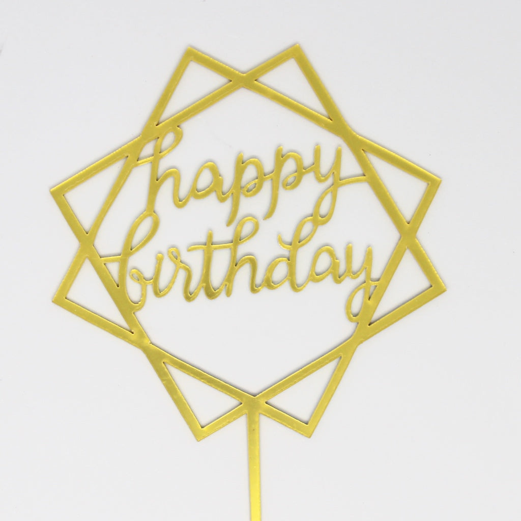 birthday cake topper gold square