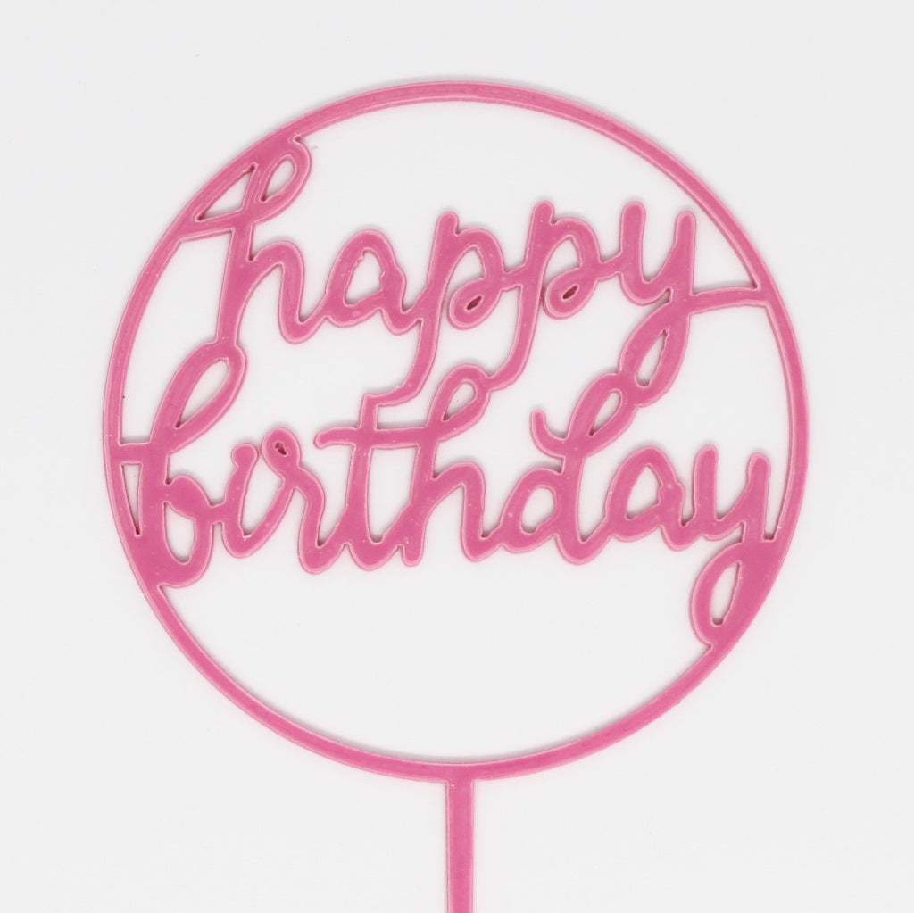 birthday cake topper pink round