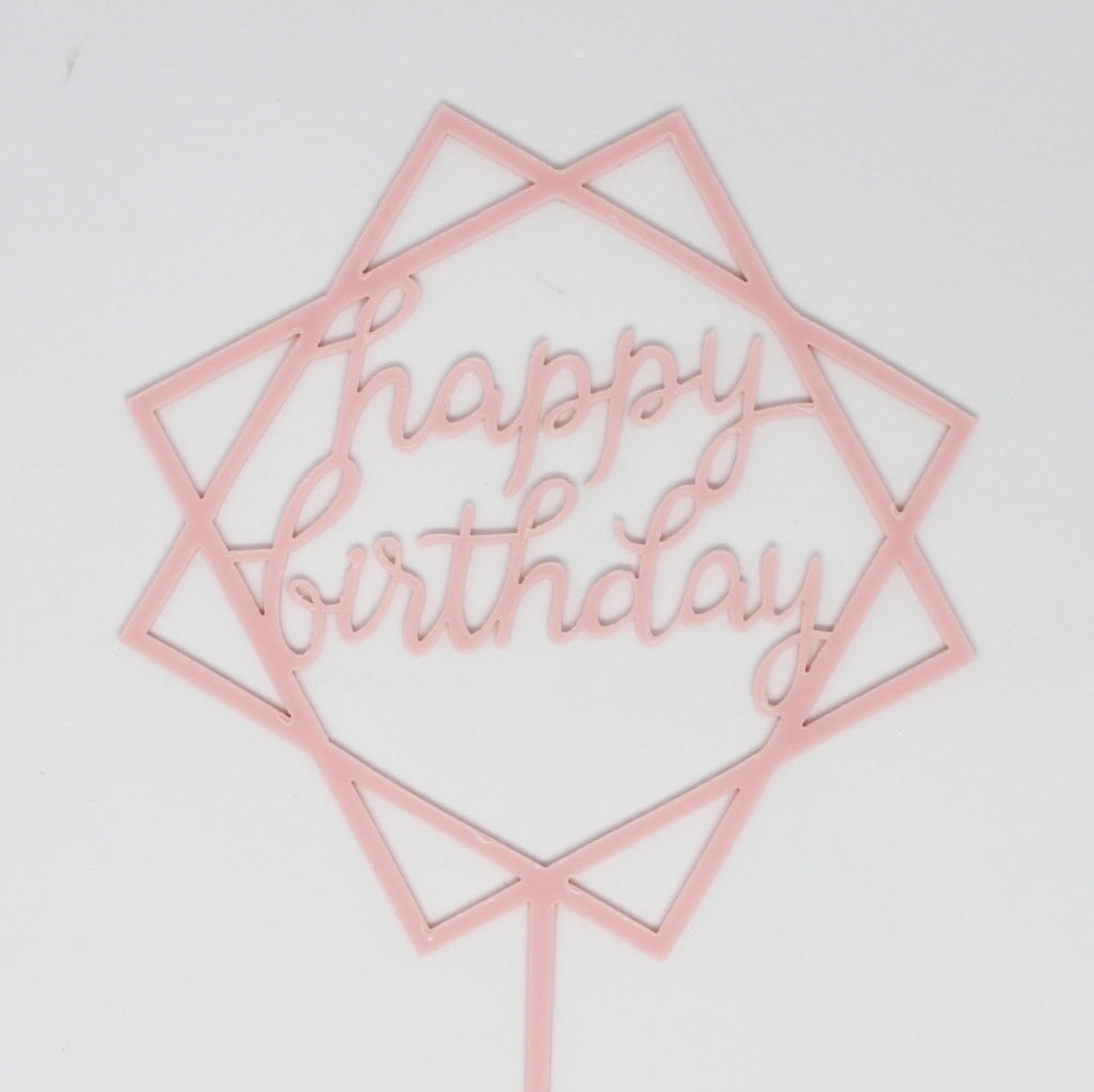 birthday cake topper pink square