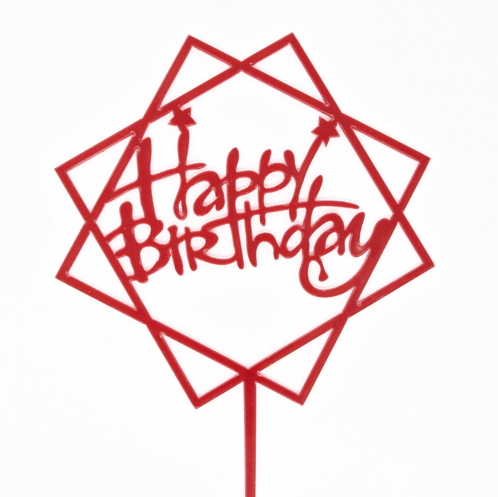 birthday cake topper squares with stars red