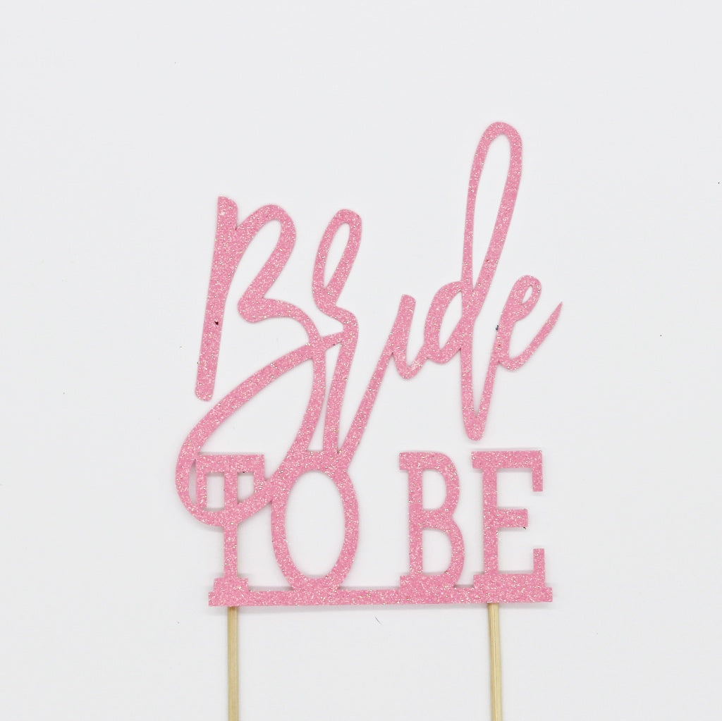 bride to be wedding glitter paper cake topper