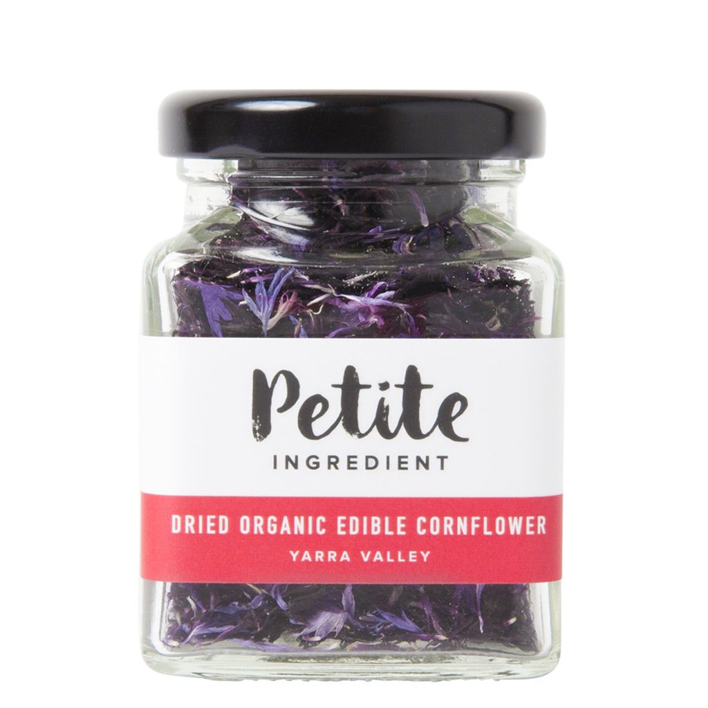Petite ingredient edible dried flower cornflower aubergine purple jar 2g