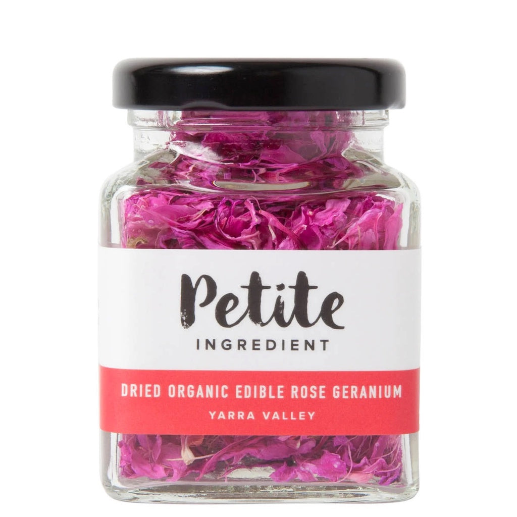 Petite ingredient edible dried flower organic rose geranium