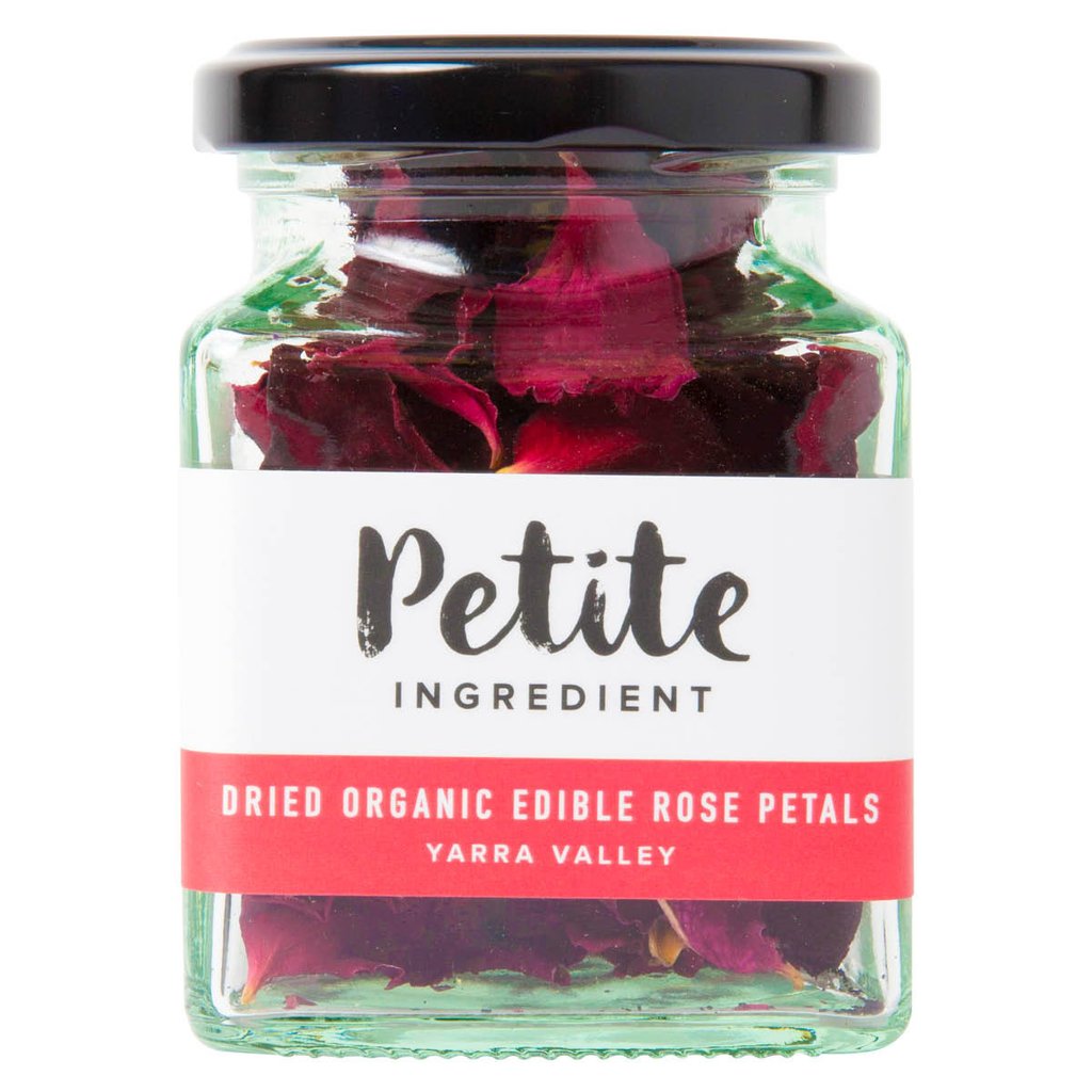 Petite ingredient edible dried flower rose petals red jar 5g