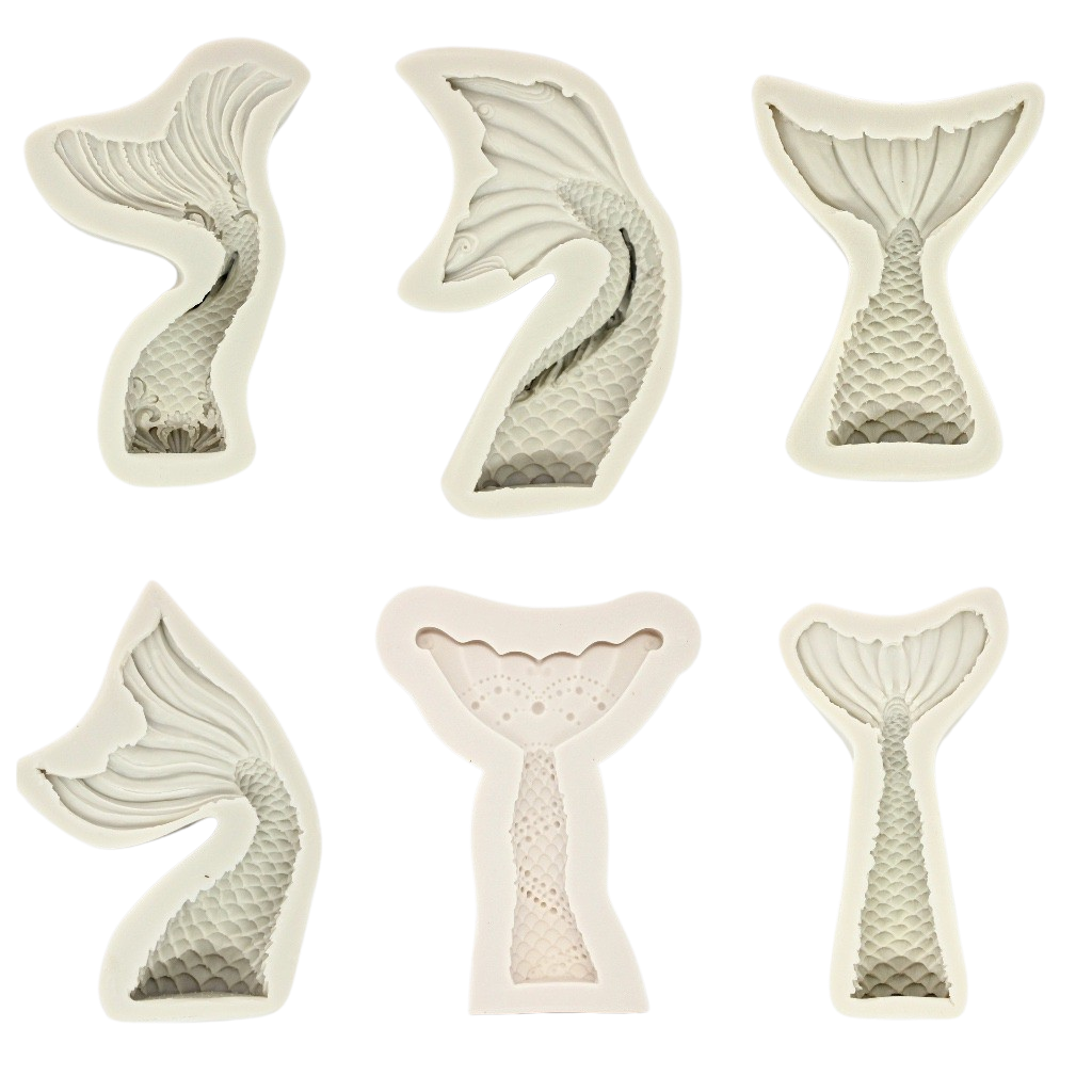 assorted mermaid tail silicone moulds