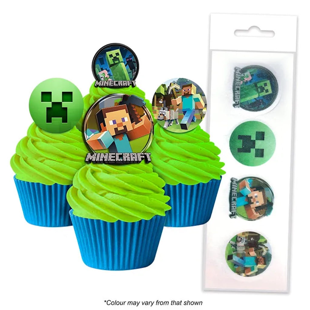 minecraft character and wafer paper cupcake topepr edible