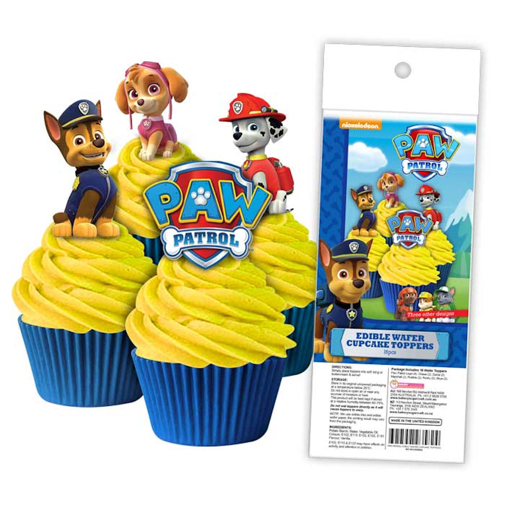 paw patrol character and logo wafer paper cupcake topepr edible