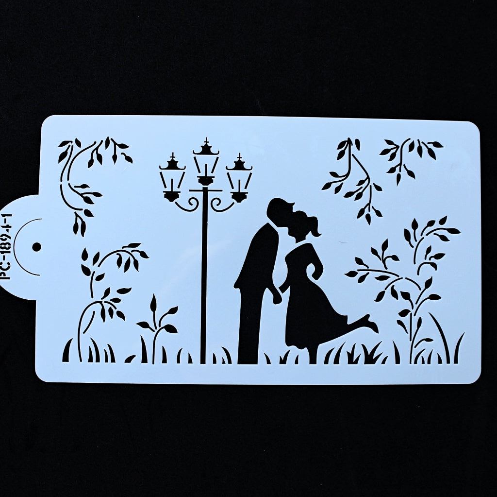 plastic stencil kissing couple