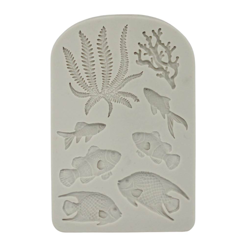 silicone mould assorted tropical fish coral seaweed