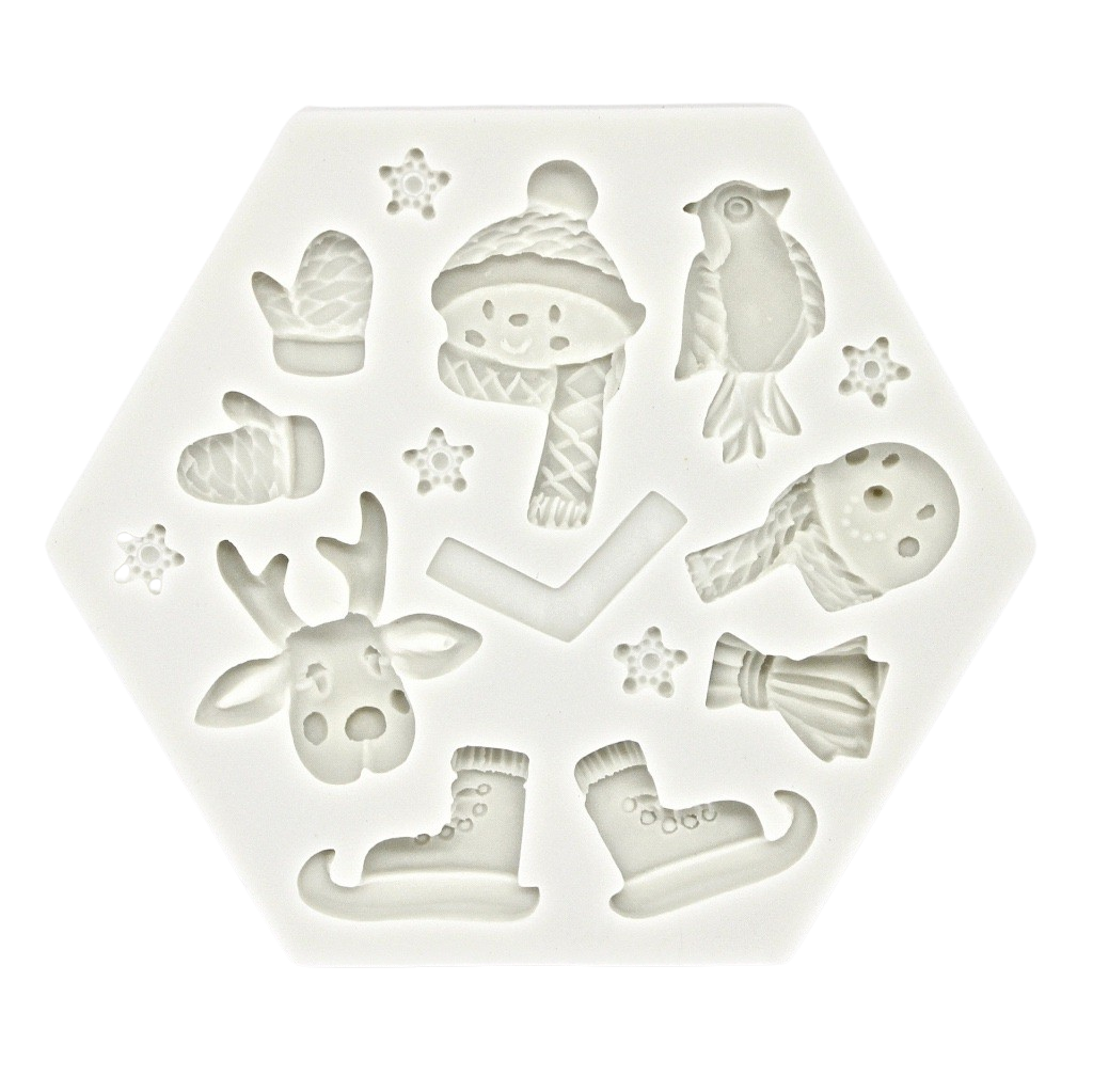 snowy christmas silicone mould